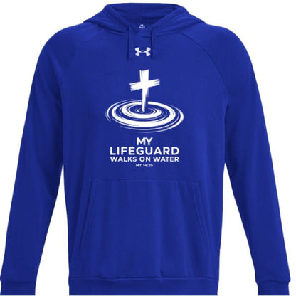 My lifeguard Walks On Water 2 Men's Christian Pullover Fleece Hooded Sweatshirt - ClaimedbyGodDesigns