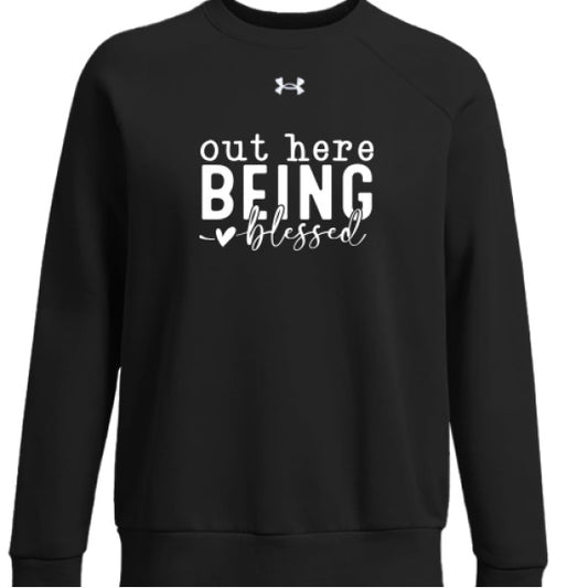 Out Here Being Blessed Women's Christian Fleece Pullover Sweatshirt - ClaimedbyGodDesigns