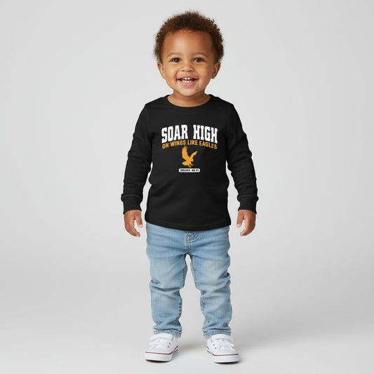 Soar High Christian Toddler Long Sleeve Pullover T-shirt - ClaimedbyGodDesigns