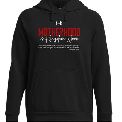 Motherhood Is Kingdom Work Women's Christian Pullover Fleece Hooded Sweatshirt - ClaimedbyGodDesigns