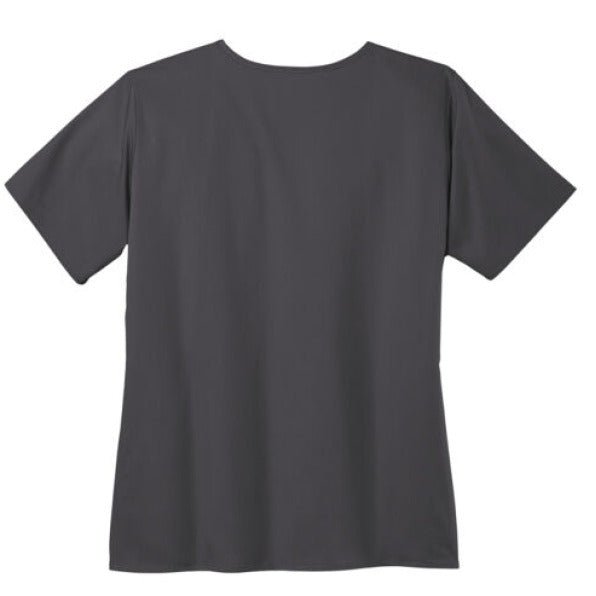 He Did It Women’s WorkFlex Mock Wrap Christian Scrub Top – Comfortable, Stylish, and Professional Workwear - ClaimedbyGodDesigns