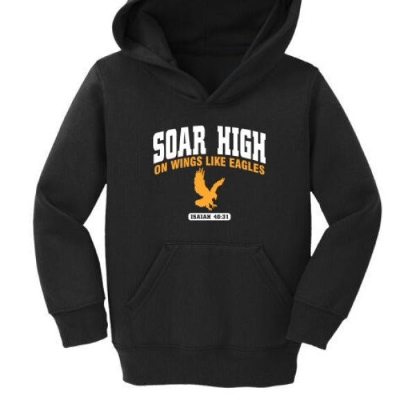 Soar High Christian Toddler Pullover Fleece Hooded Sweatshirt - ClaimedbyGodDesigns