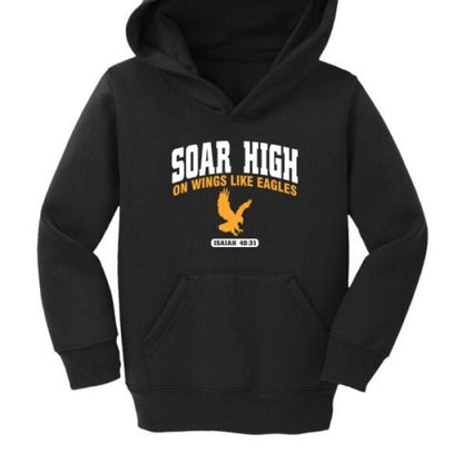 Soar High Christian Toddler Pullover Fleece Hooded Sweatshirt - ClaimedbyGodDesigns