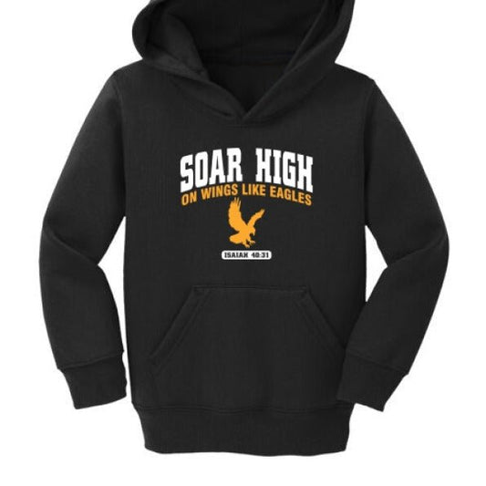 Soar High Christian Toddler Pullover Fleece Hooded Sweatshirt - ClaimedbyGodDesigns