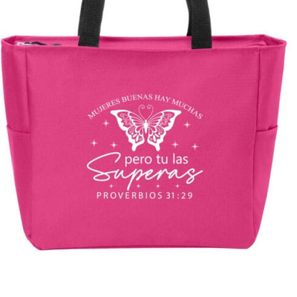 Mujeres Buenas Hay Muchas, Pero Tú Las Superas Spanish Christian Tote Bag - ClaimedbyGodDesigns