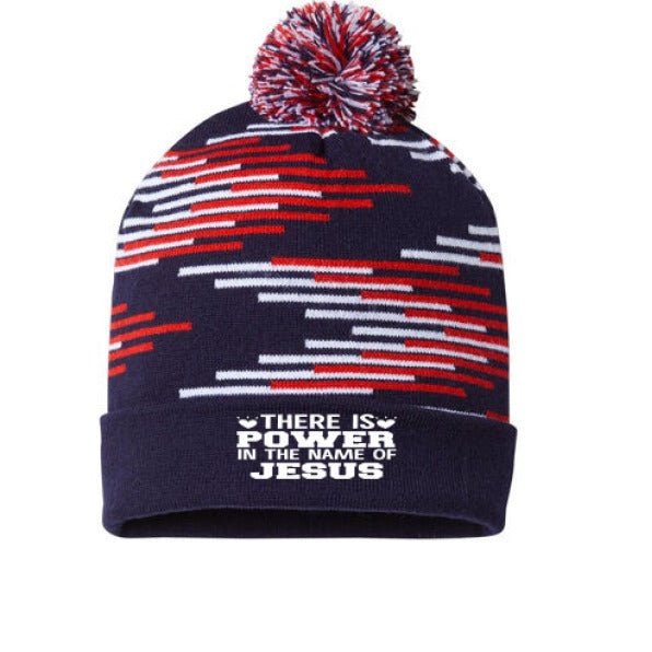 There Is Power In His Name Adult Christian Beanie - ClaimedbyGodDesigns