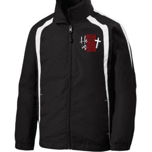 He Is Risen Youth Christian Colorblock Raglan Jacket - ClaimedbyGodDesigns