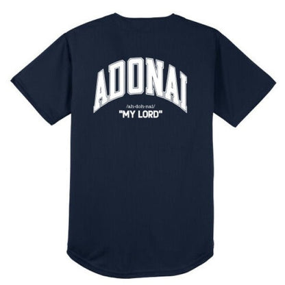 Adonai Men's Christian Full Button Jersey - ClaimedbyGodDesigns