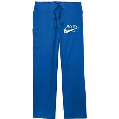 He Did It Unisex Christian Scrub Bottoms – Comfortable, Durable, and Lightweight Workwear - ClaimedbyGodDesigns