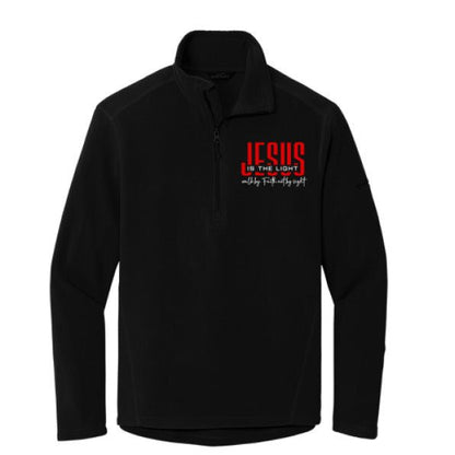 He Is The Light Men's Christian Half - zip Microfleece Jacket - ClaimedbyGodDesigns