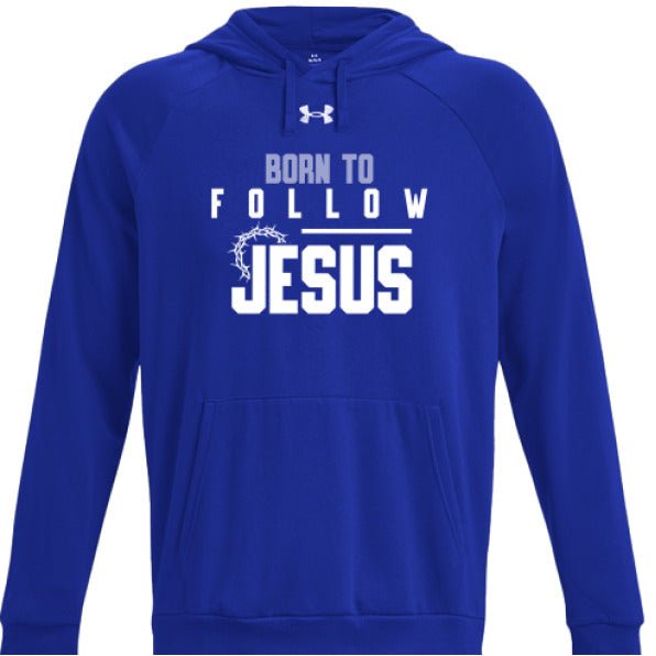 Born To Follow Him Men's Christian Pullover Fleece Hooded Sweatshirt - ClaimedbyGodDesigns