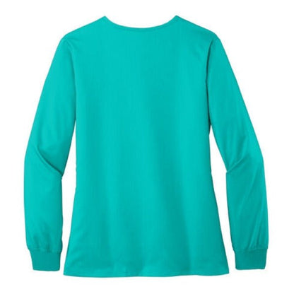 He Did It Women’s Christian Premiere Flex Full - Zip Scrub Jacket – Comfortable, Stylish, and Flexible Workwear - ClaimedbyGodDesigns