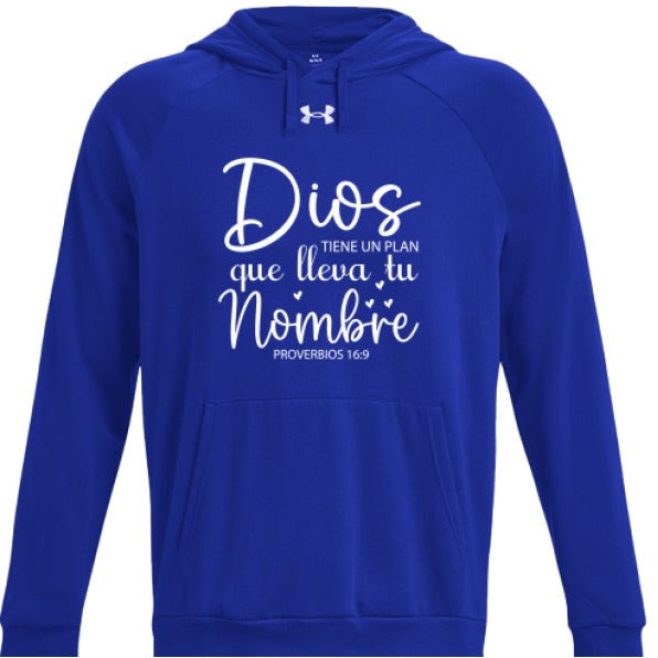 Dios Tiene Un Plan Que Lleva Tu Nombre Men's Spanish Christian Pullover Fleece Hooded Sweatshirt - ClaimedbyGodDesigns