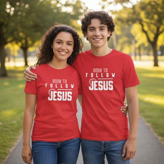 Born To Follow Him Youth Christian T-shirt - ClaimedbyGodDesigns