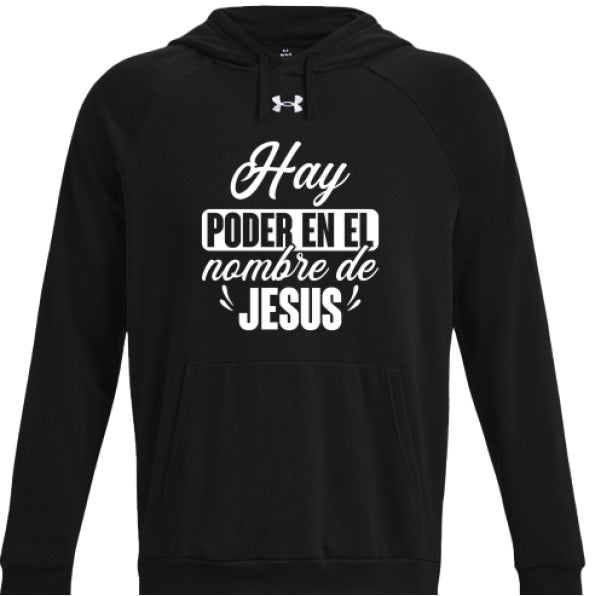 Hay Poder En El Nombre Men's Spanish Christian Pullover Fleece Hooded Sweatshirt - ClaimedbyGodDesigns