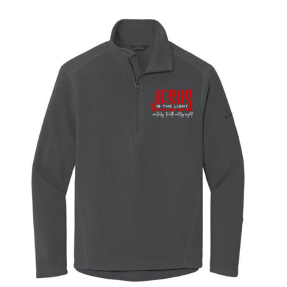 He Is The Light Men's Christian Half - zip Microfleece Jacket - ClaimedbyGodDesigns