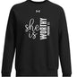 She Is Worthy Women's Christian Pullover Fleece Sweatshirt - ClaimedbyGodDesigns