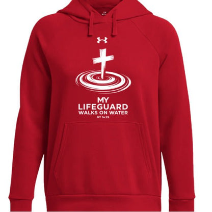 My Lifeguard Walks On Water Women's Christian Pullover Fleece Hooded Sweatshirt - ClaimedbyGodDesigns