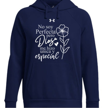 No Soy Perfecta Pero Dios Me Hizo Única y Especial Women's Spanish Christian Pullover Fleece Hooded Sweatshirt - ClaimedbyGodDesigns