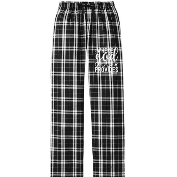 Where He Guides Women's Christian Flannel Plaid Pajamas Pants - ClaimedbyGodDesigns