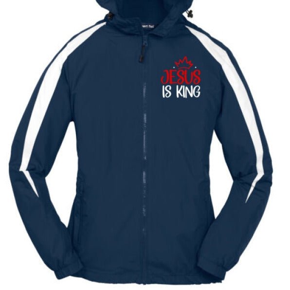 He Is King Youth Christian Fleece - Lined Colorblock Jacket - ClaimedbyGodDesigns
