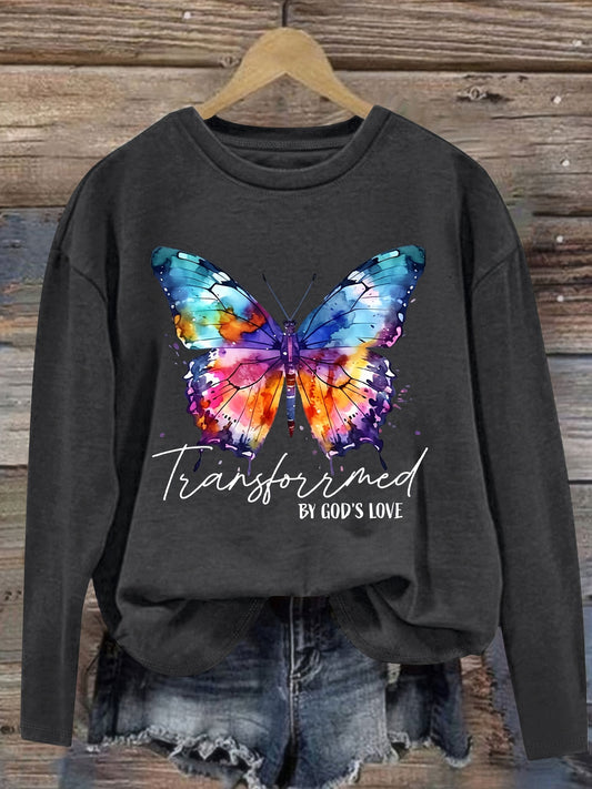 Transformed By God's Love Women's Christian Pullover Sweatshirt claimedbygoddesigns