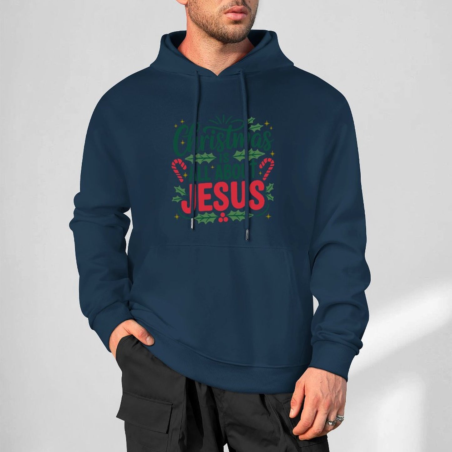 Christmas Is All About Jesus Men's Christian Pullover Hooded Sweatshirt