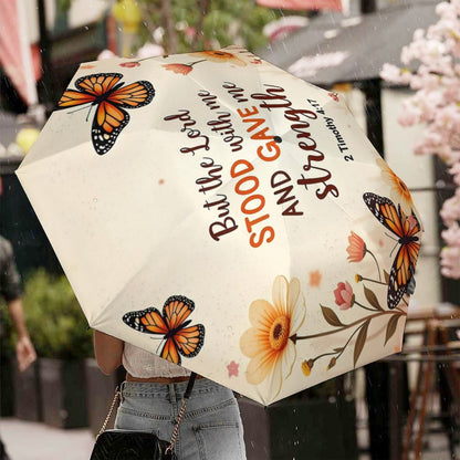 But The Lord Stood With Me And Gave Me Strength Christian 2-Fold Automatic Golf Umbrella