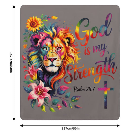 He Is My Strength Christian Sherpa Fleece Throw Blanket - ClaimedbyGodDesigns