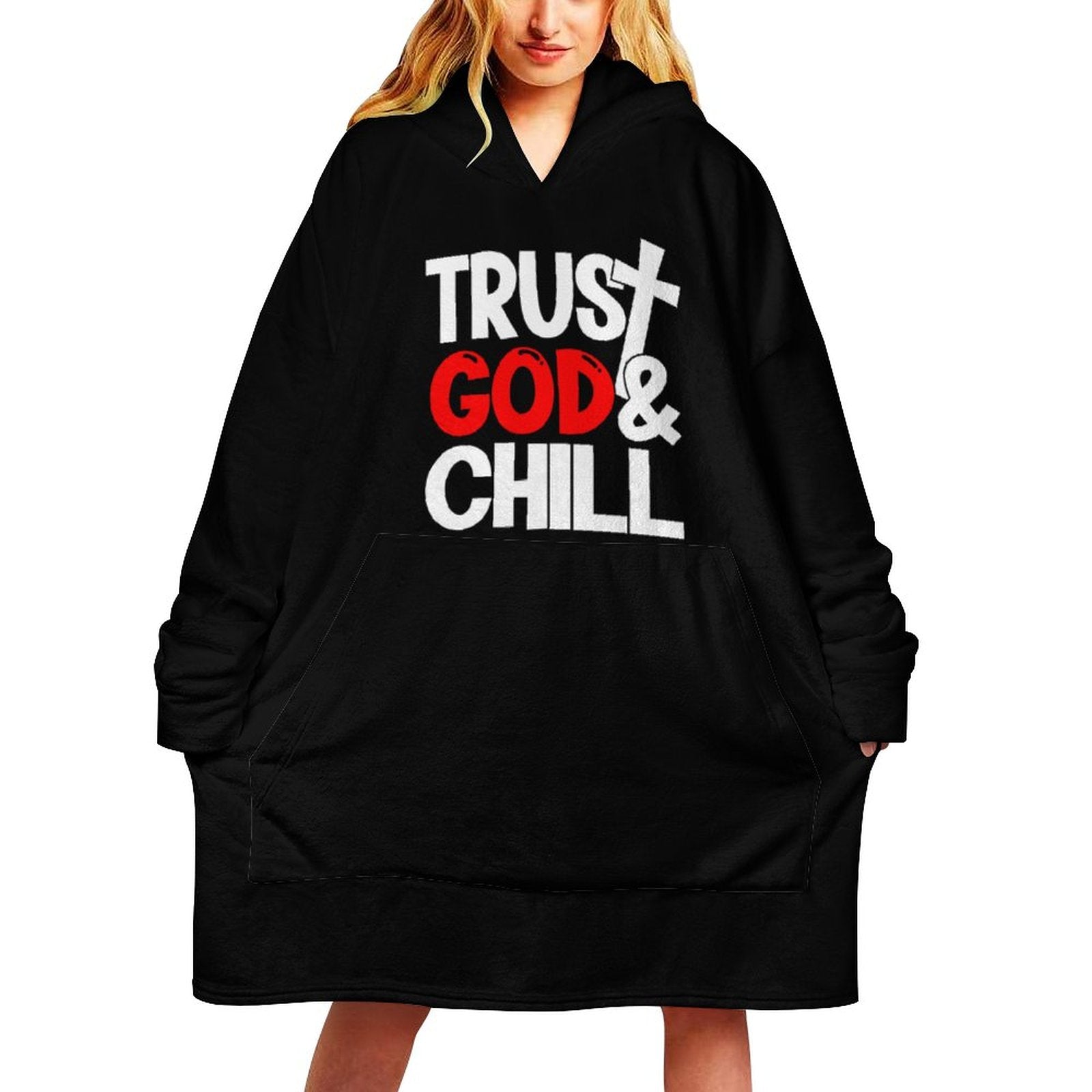 Trust God And Chill Christian Wearable Oversized Sweater Blanket SALE-Personal Design