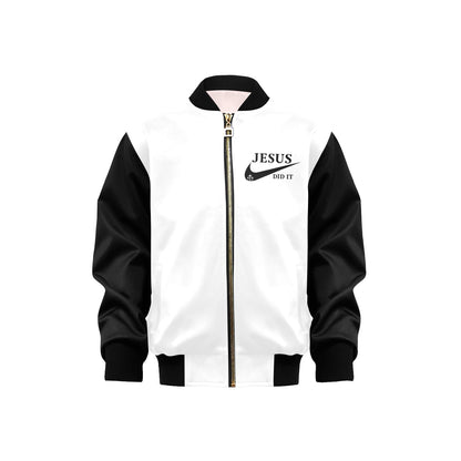 HE DID IT Kids' Christian Bomber Jacket with Pockets