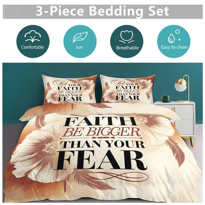 Let Your Faith Be Bigger Than Your Fear Christian 3-Piece Bedding Set