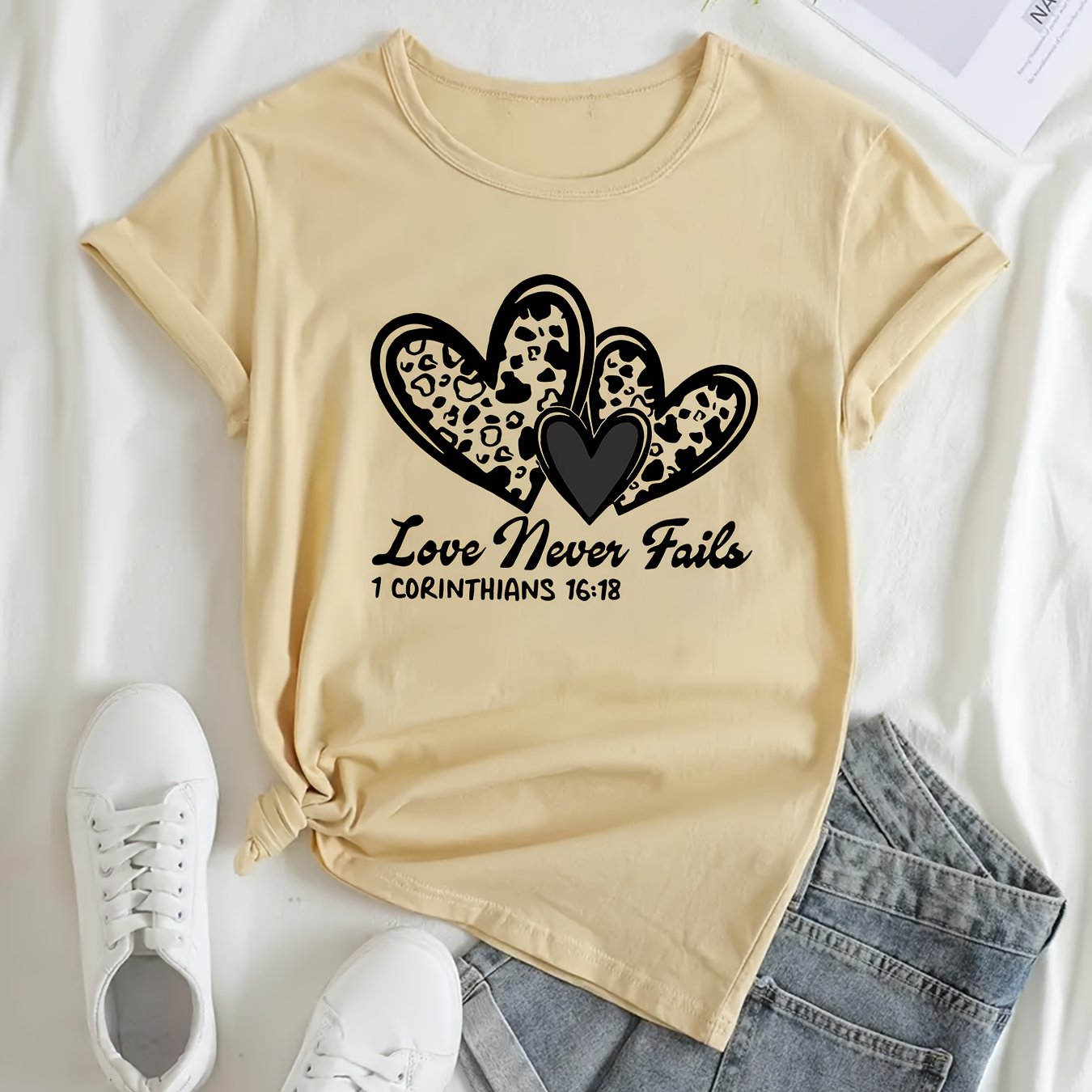 Love Never Fails Women's Christian T-shirt claimedbygoddesigns