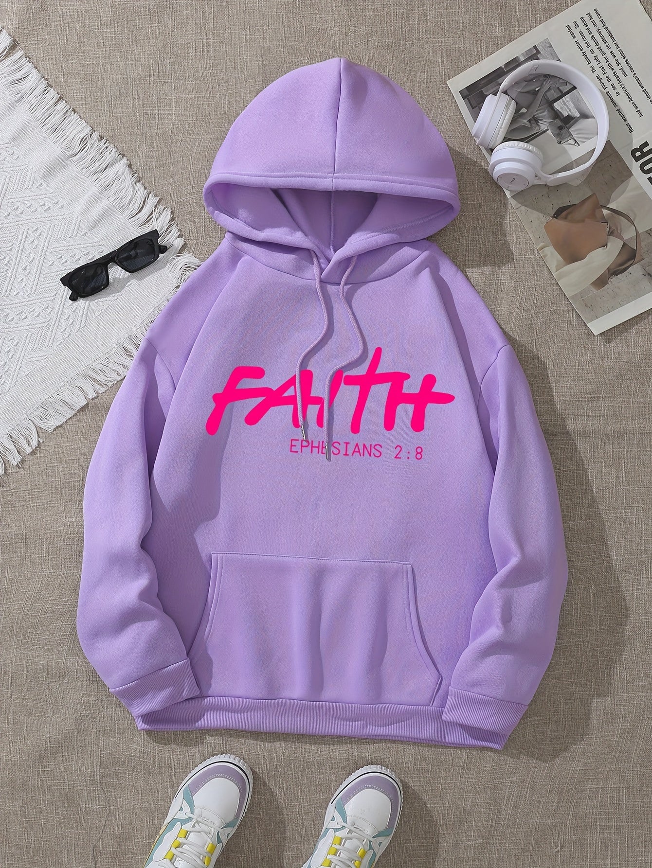 Ephesians 2:8 Faith Women's Christian Pullover Hooded Sweatshirt claimedbygoddesigns