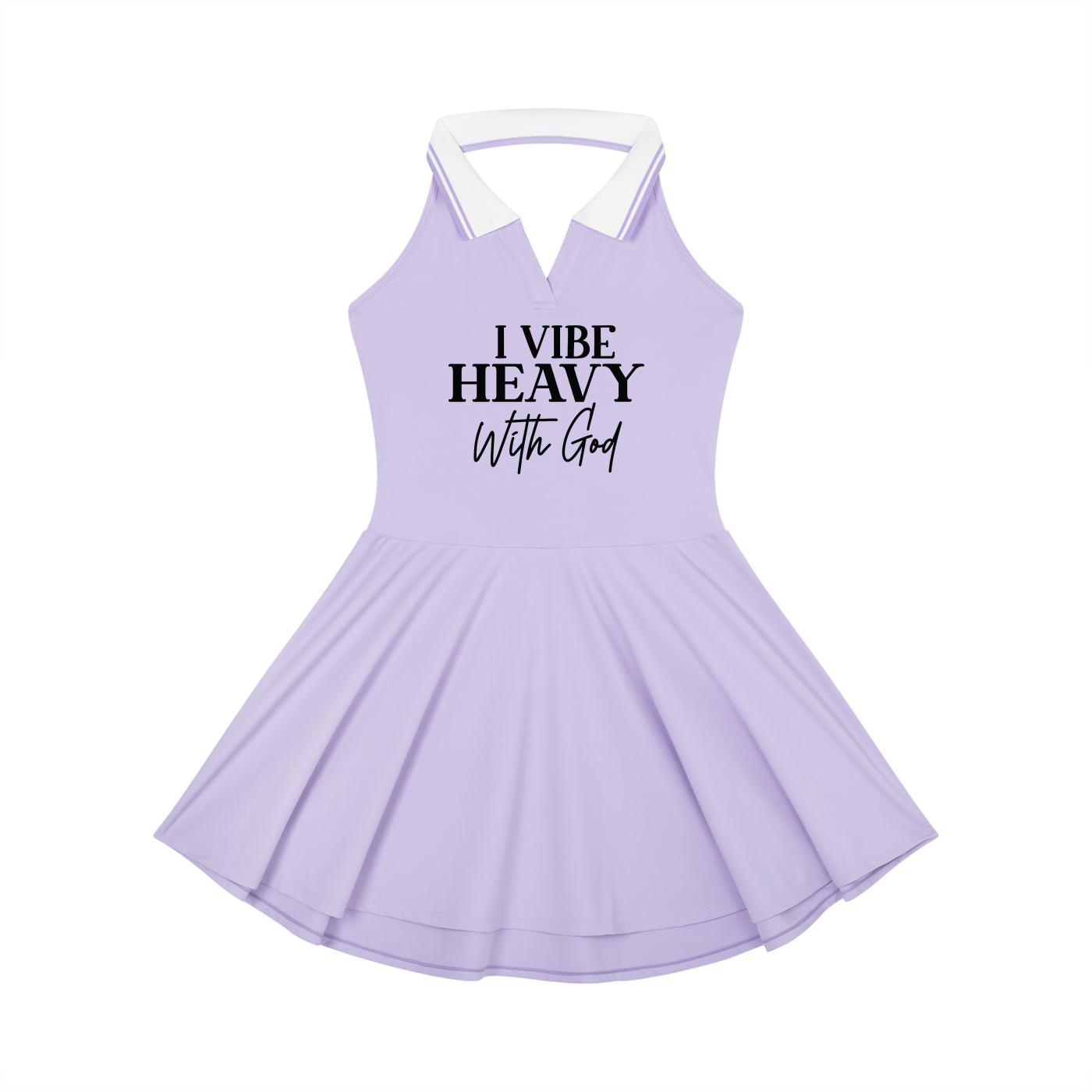 I Vibe Heavy With God Women's Christian Collared Halter A-Line Tennis Dress