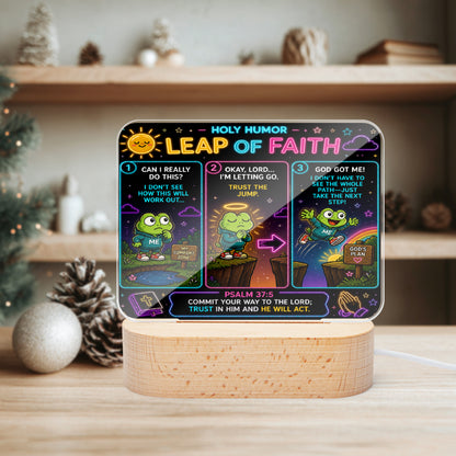 Leap Of Faith Christian Square Acrylic Nigh Light - Luminous Base - ClaimedbyGodDesigns