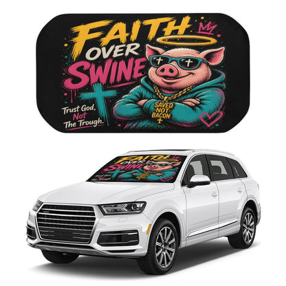 Faith Over Swine Christian Car Sunshade Umbrella - ClaimedbyGodDesigns