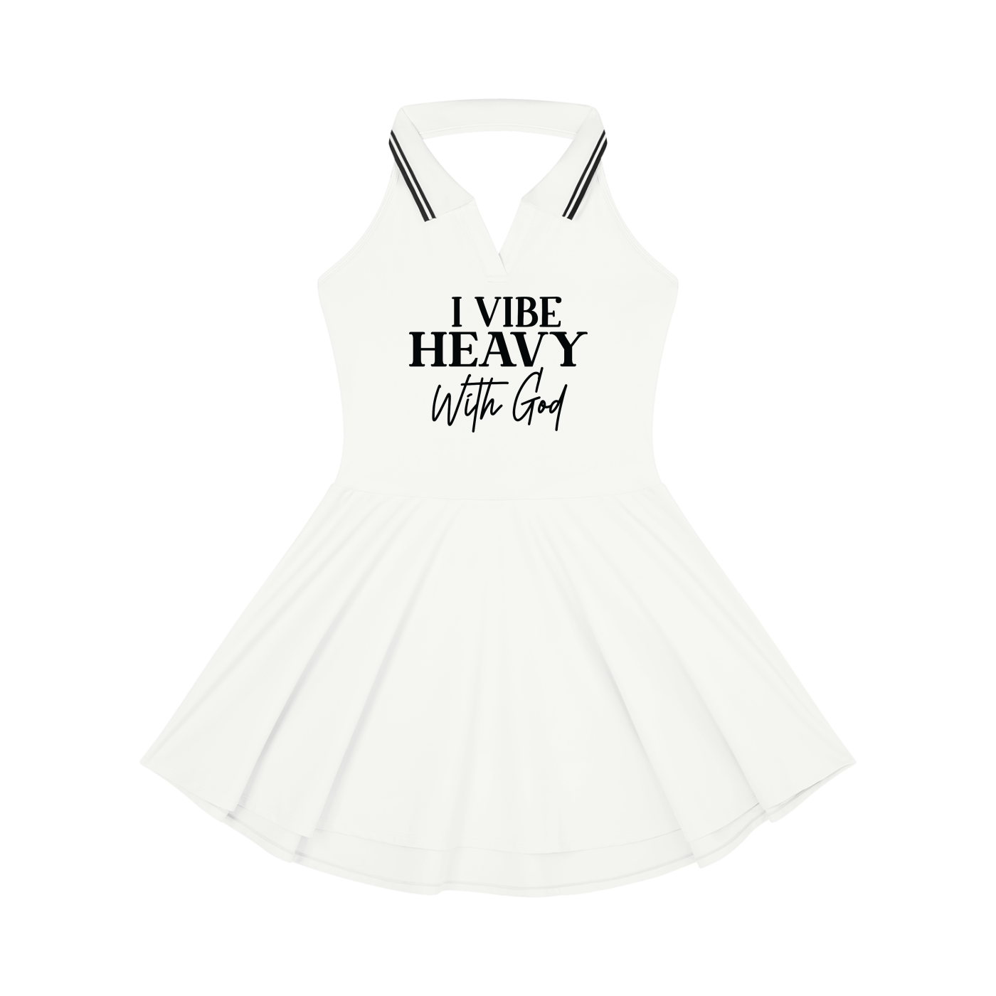 I Vibe Heavy With God Women's Christian Collared Halter A-Line Tennis Dress