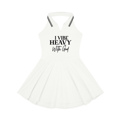 I Vibe Heavy With God Women's Christian Collared Halter A-Line Tennis Dress