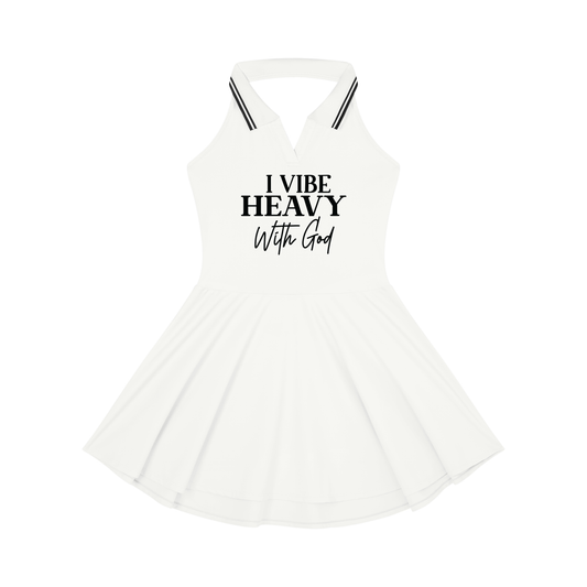 I Vibe Heavy With God Women's Christian Collared Halter A-Line Tennis Dress