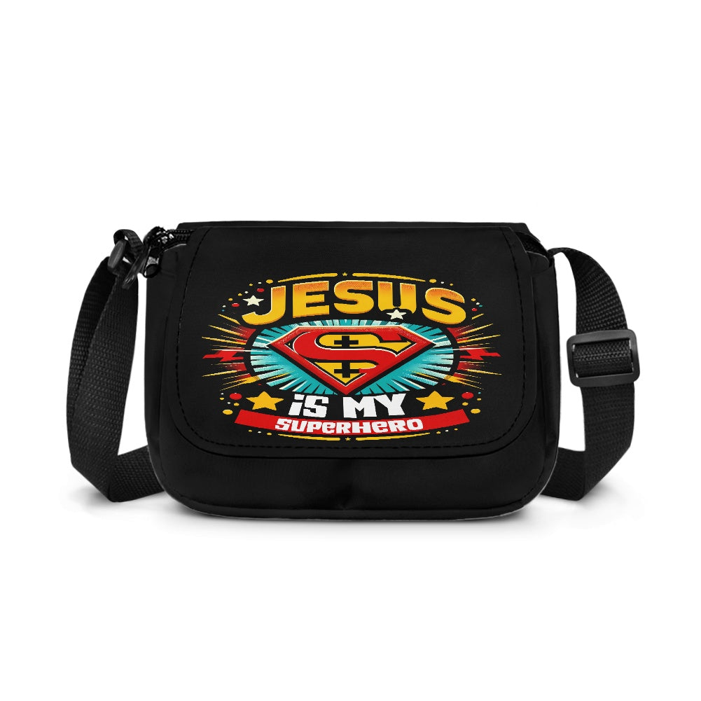 Jesus Is My Superhero Christian Kids Flap Crossbody Bag