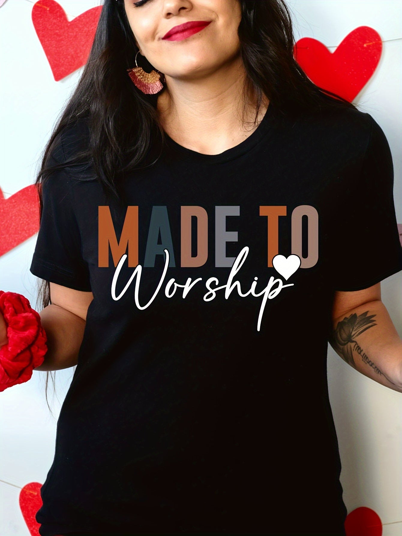 Made To  Worship Plus Size Women's Christian T-shirt claimedbygoddesigns
