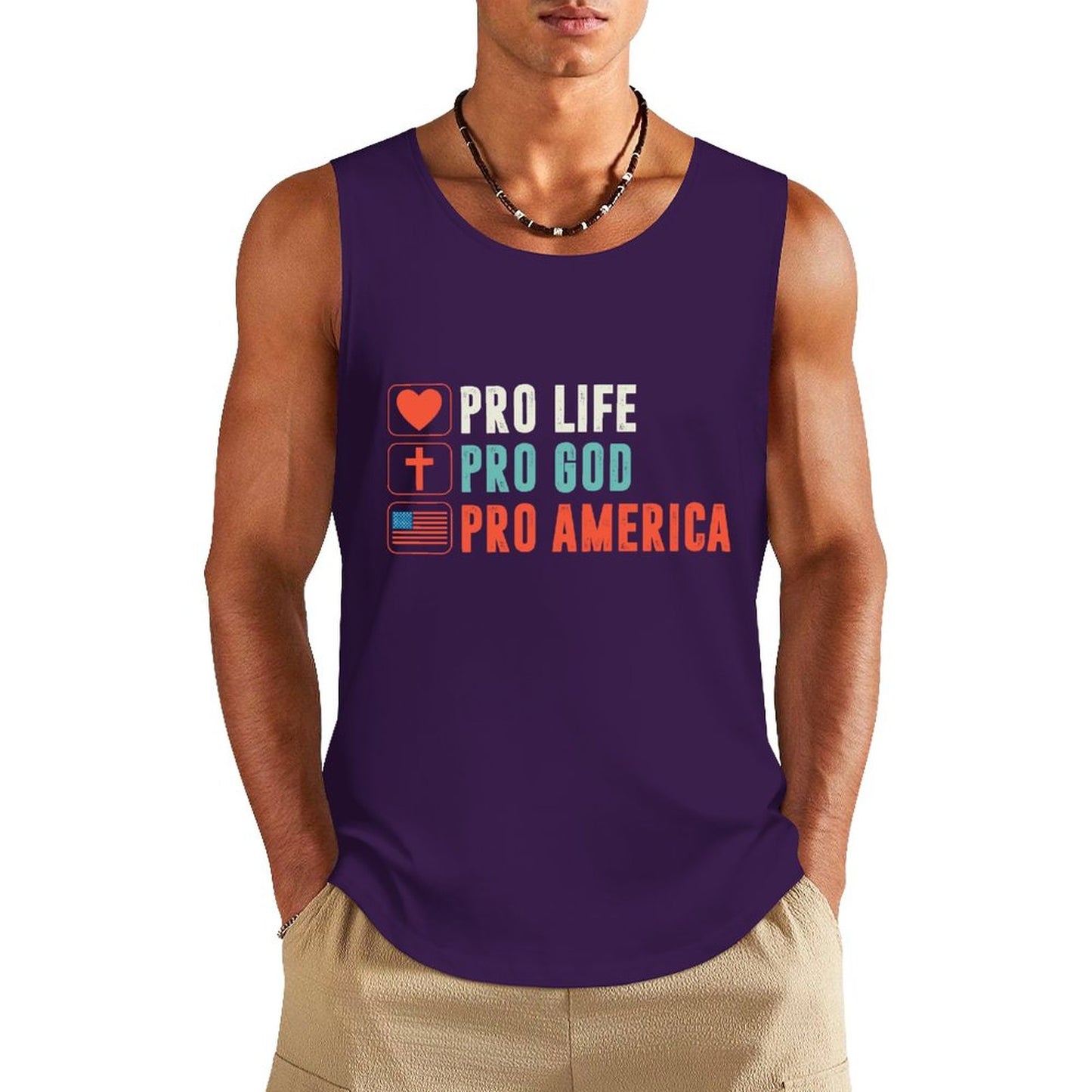 Pro Life Pro God Pro America Men's Christian Tank Top