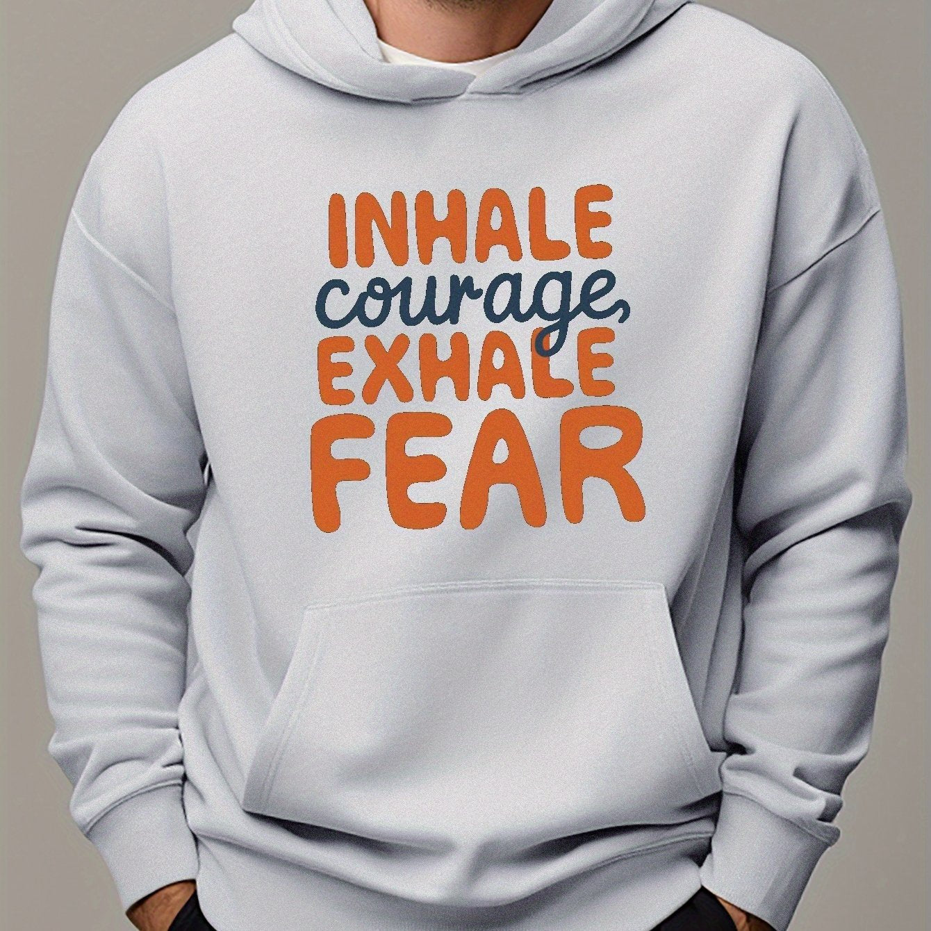 Inhale Courage Exhale Fear Men's Christian Pullover Hooded Sweatshirt claimedbygoddesigns