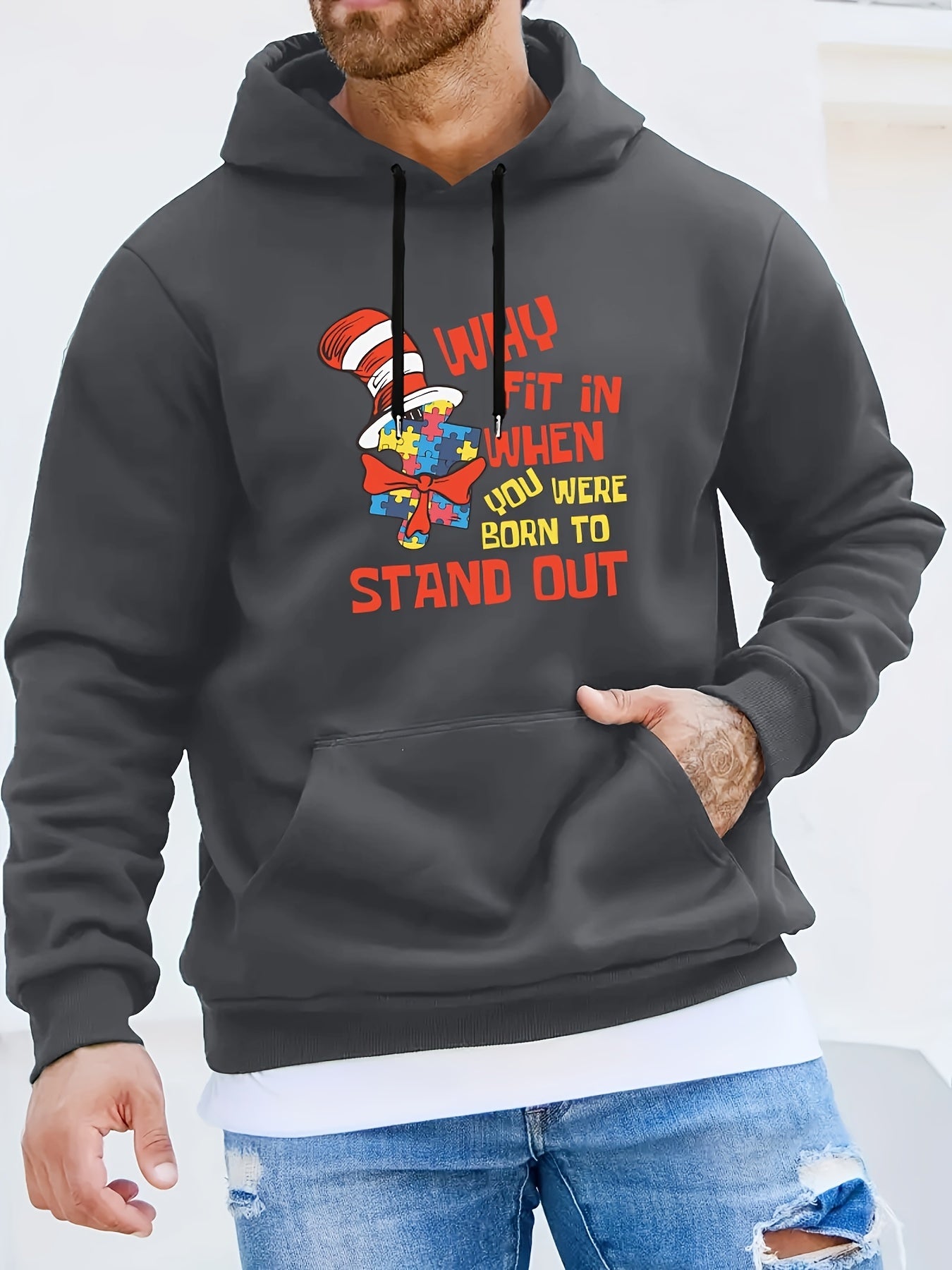 Why Fit In When You Were Born To Stand Out Men's Christian Pullover Hooded Sweatshirt claimedbygoddesigns