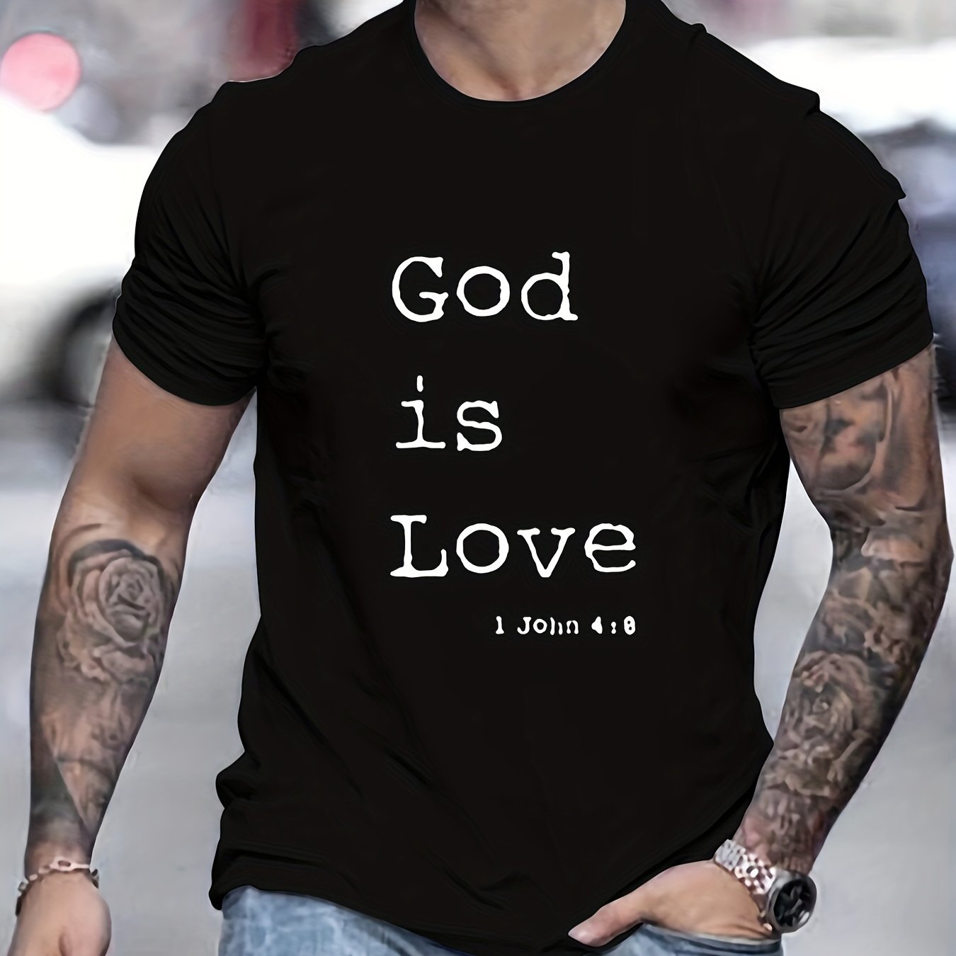 GOD IS LOVE Men's Christian T-Shirt claimedbygoddesigns