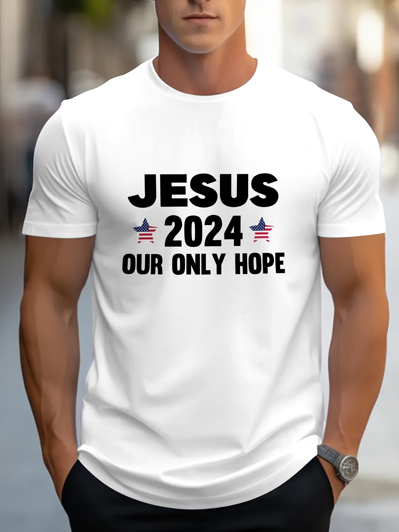 JESUS 2024 Our Only Hope Men's Christian T-shirt claimedbygoddesigns