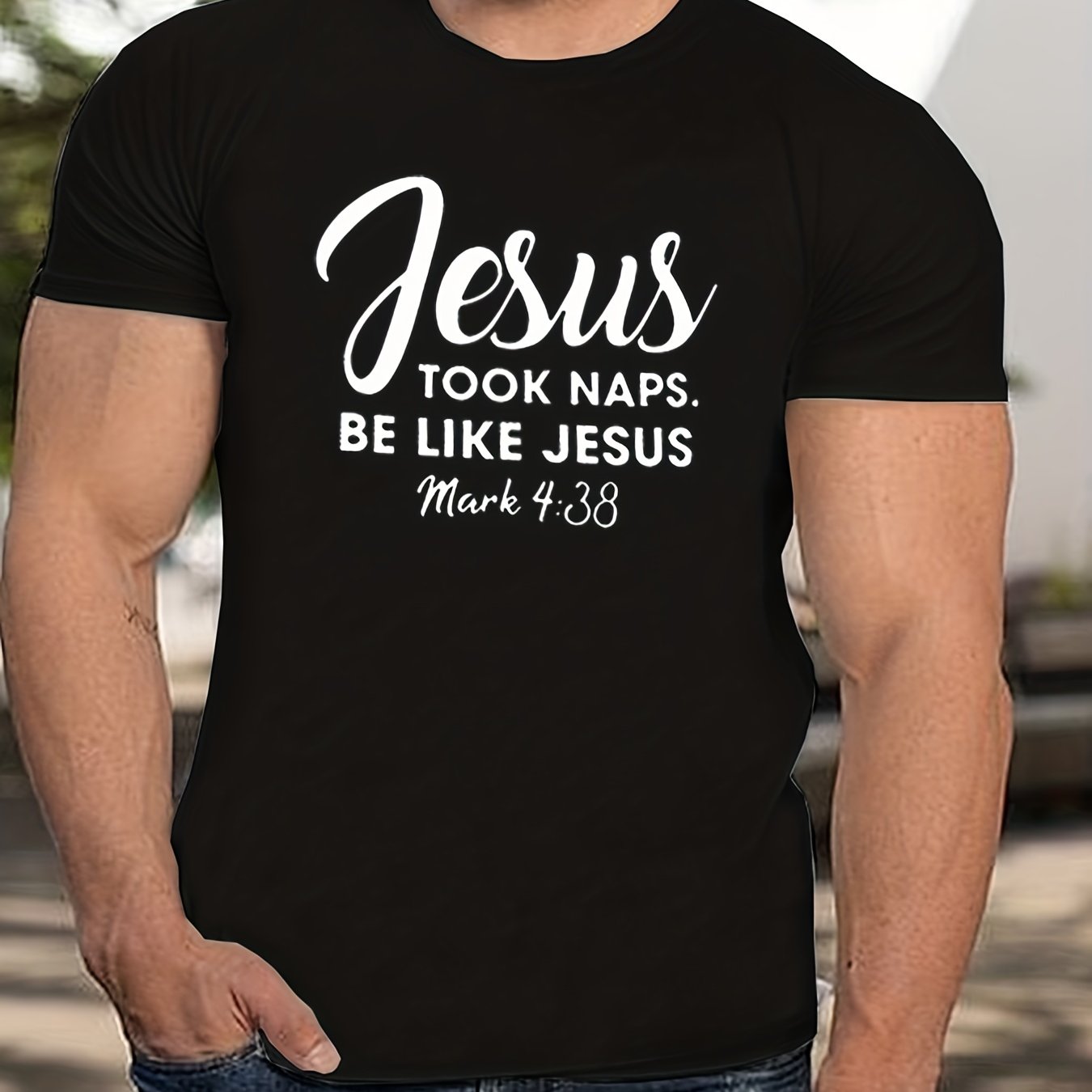 Mark 4:38 Jesus Took Naps Be Like Jesus Men's Christian T-shirt claimedbygoddesigns