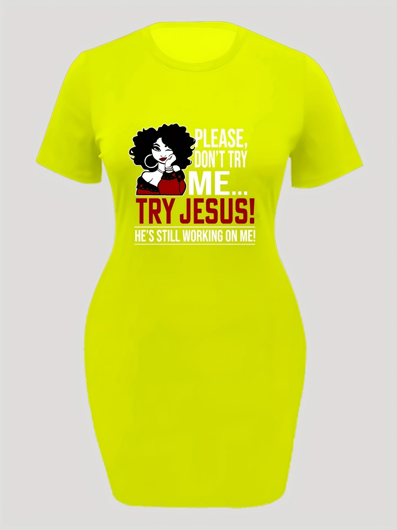 Please Don't Try Me Try Jesus...Plus Size Women's Christian Casual Dress claimedbygoddesigns