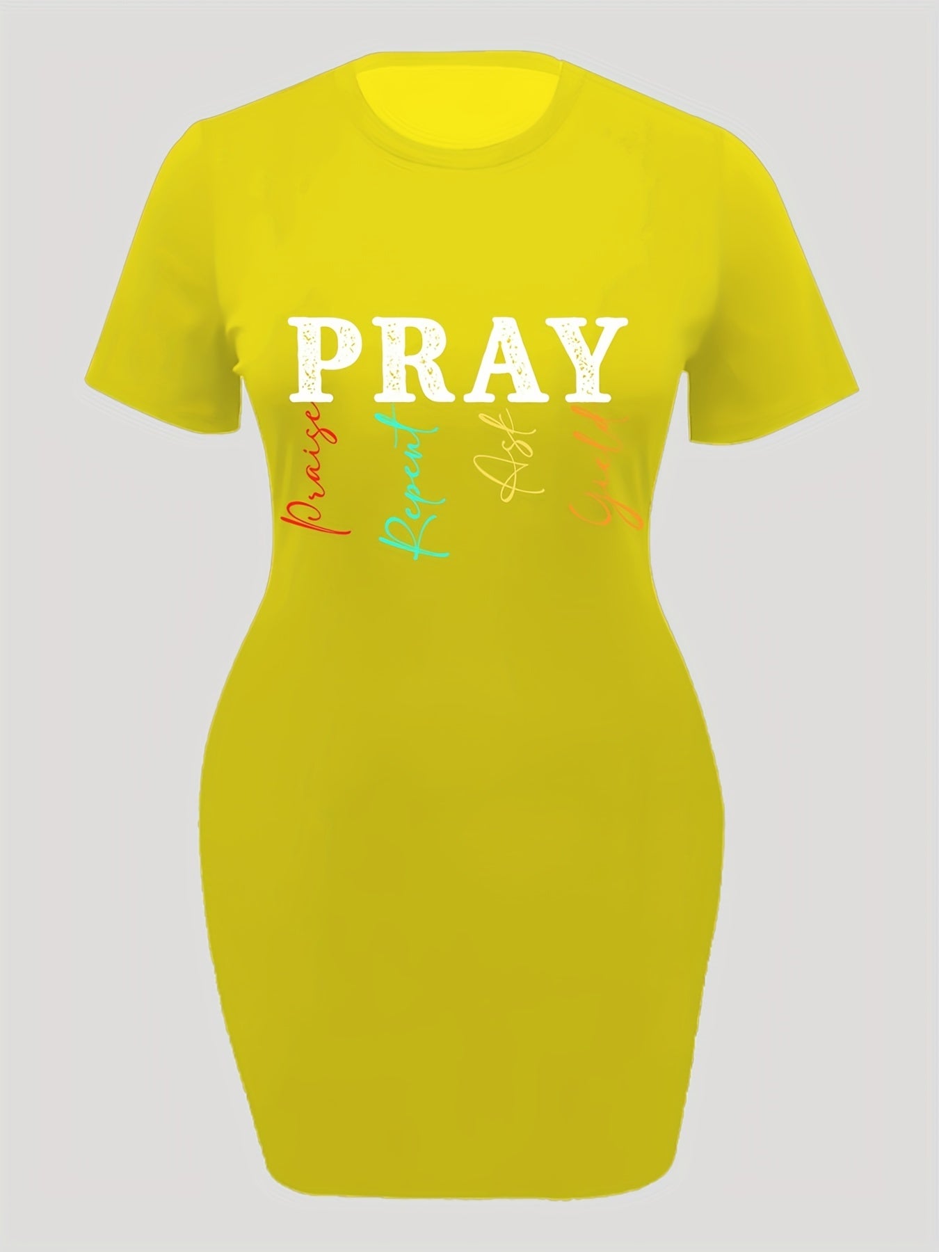 Pray: Praise Repeat Ask Yield Plus Size Women's Christian Casual Dress claimedbygoddesigns